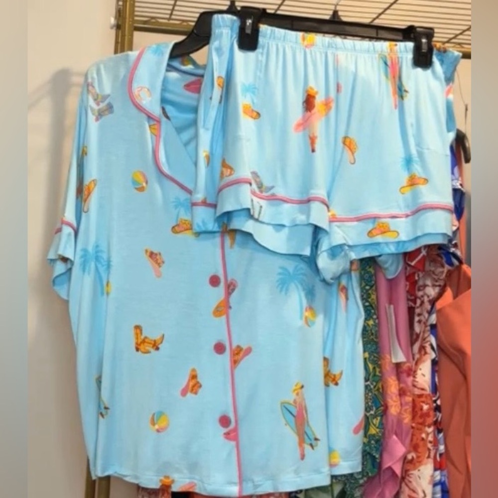 Nordstrom “Room Service” Women's Blue Western Surfer Pajama Set - Picture 2 of 2